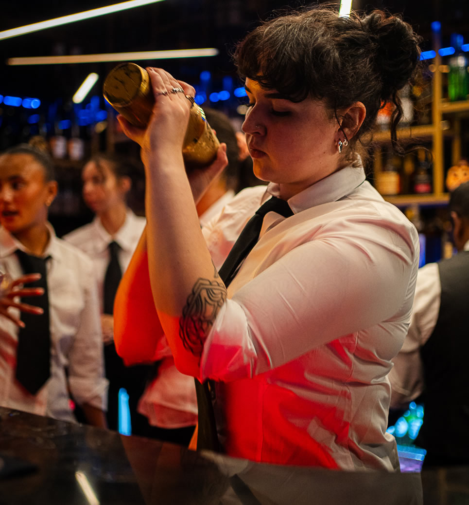 Bartender mixing a cocktail