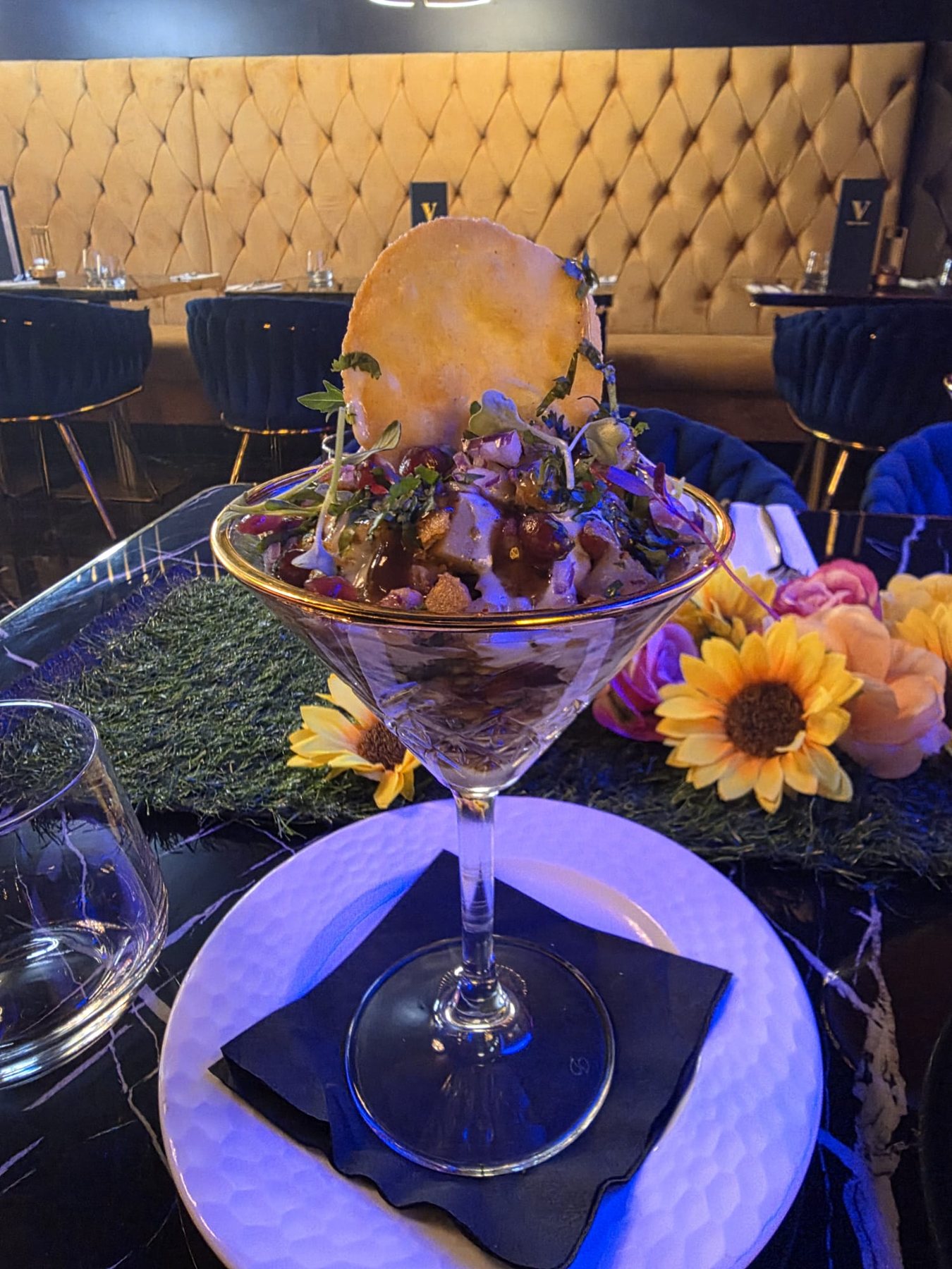 Dessert served in a coupe glass